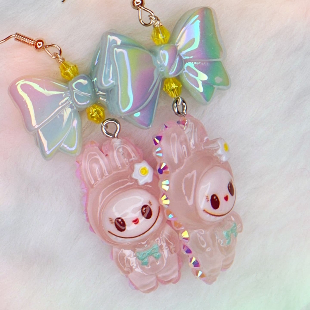 Pink Labubu earrings